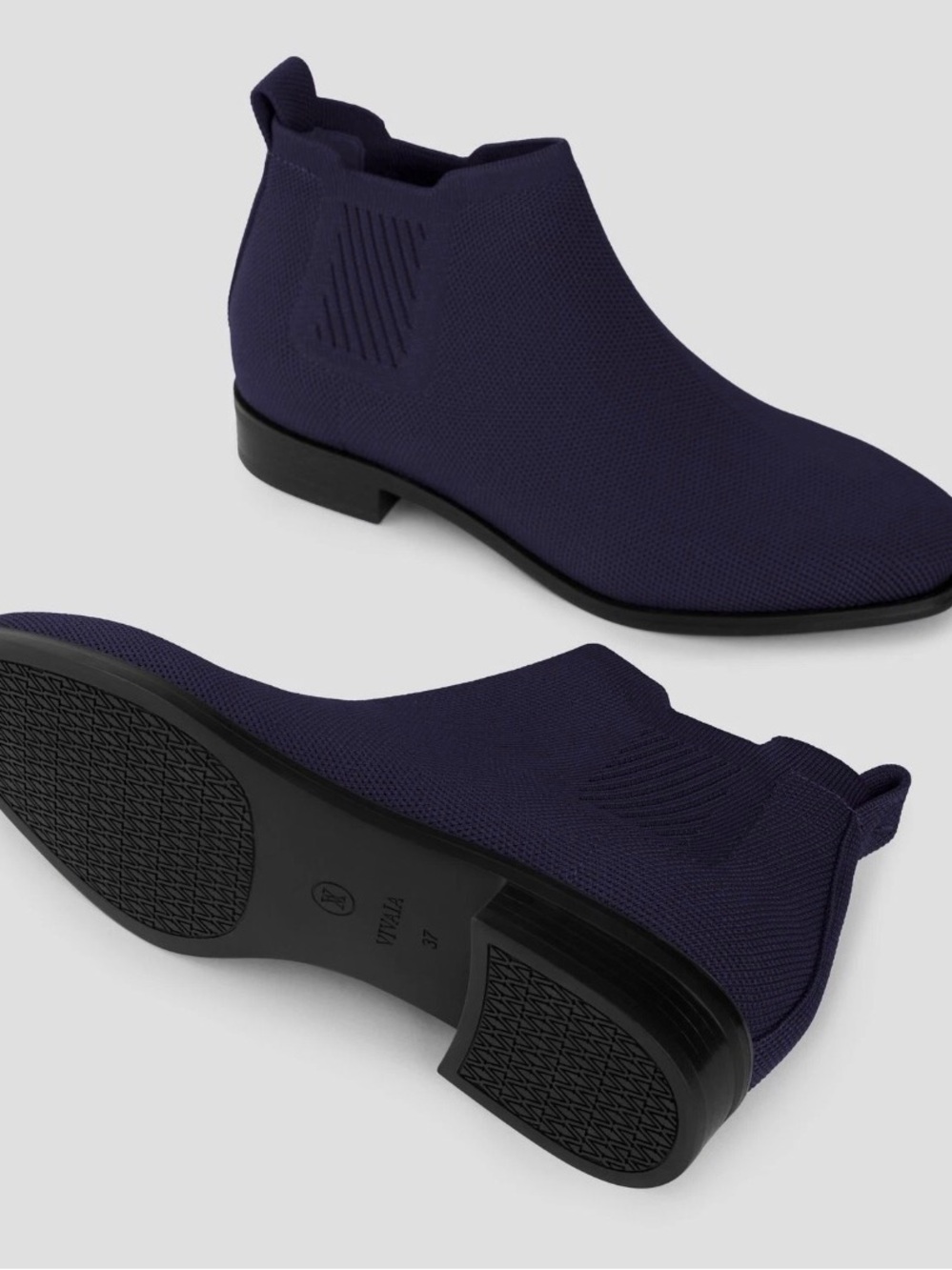 Knit Chelsea Ankle Booties — Navy - Picture 12 of 13